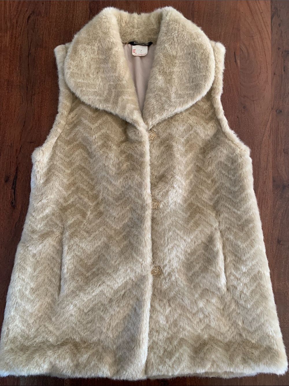 Vintage Chevron Faux Fur Vest, Sz M
